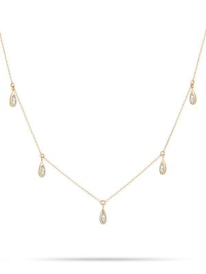 Pave Water Drop Chain Necklace