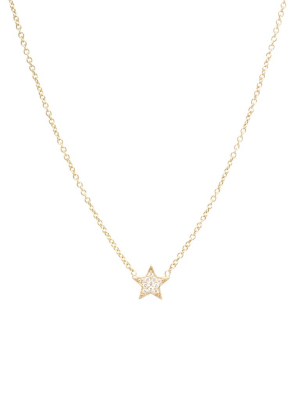 14k Pave Diamond Midi Bitty Star Necklace