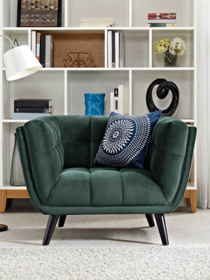 Banister Velvet Armchair Green