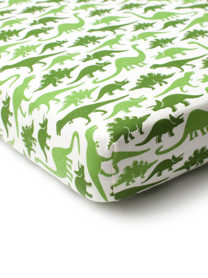 Fitted Crib Sheet - Dinosaurs Green