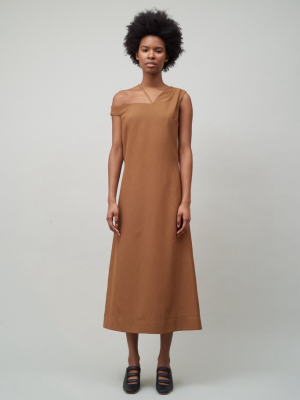 Asymmetric Off Shoulder Dress - Copper