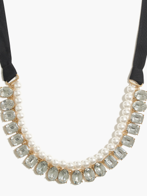 Crystal And Pearl Two-layer Statement Necklace