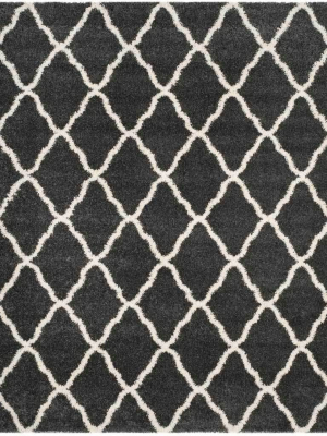 Hudson Shag Quatrefoil Dark Gray/ivory Area Rug