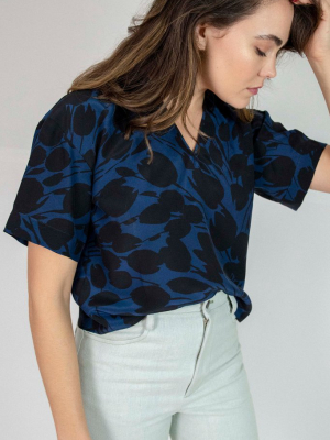 Diamond V Neck Top | Navy Tulip