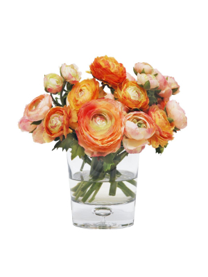 Mixed Ranunculus In Glass Vase