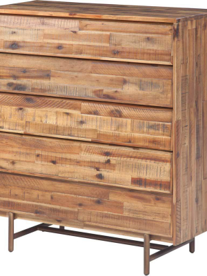 Boston Wooden 5 Drawer Chest Brown