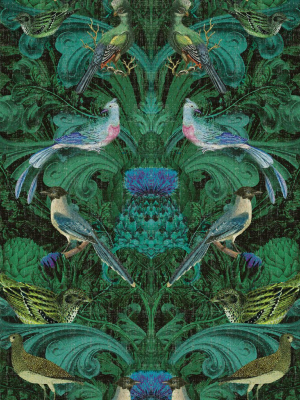 Birdlife Wallpaper In Green By Simcox Designs For Milton & King