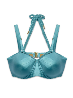 Holi Glamour Wired Padded Push Up Bikini Top - Aqua Blue