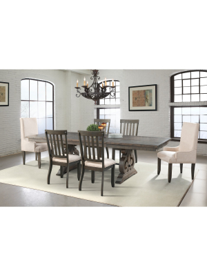 Stanford 7pc Dining Set Table, 4 Side Chairs And 2 Parson Chairs Dark Ash/cream - Picket House Furnishings