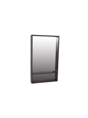 40"x23.75" Modern Wall Mirror With Shelf Walnut Brown - Project 62™