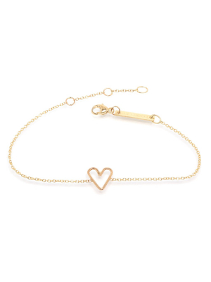 14k Tiny Open Heart Bracelet