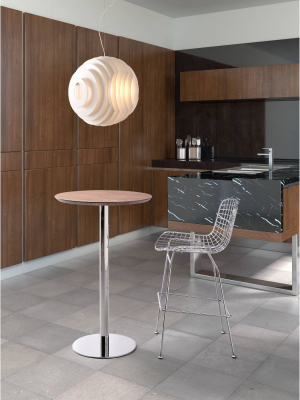 Elegant Chromed Steel 41" Round Bar Table - Walnut - Zm Home