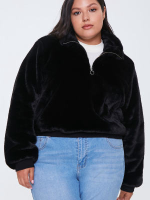 Plus Size Plush Half-zip Pullover