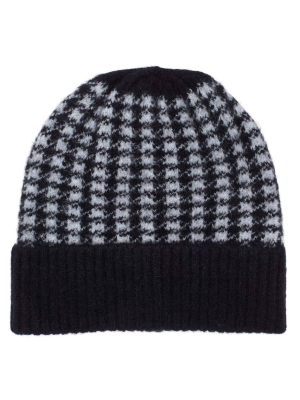 Mixed Plaid Pom Hat