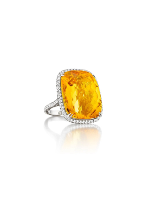 Citrine & Diamond Cocktail Ring