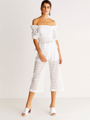 Cropped Wide Leg Pants - Airdrift White