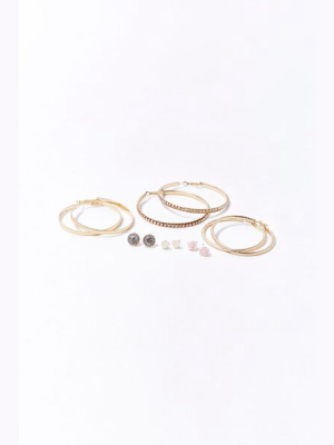 Embellished Hoop & Stud Earring Set