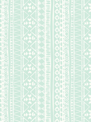 Tribal Peel & Stick Wallpaper In Teal By Roommates For York Wallcoverings