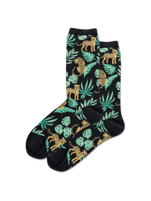 Women's Cheetah Crew Socks