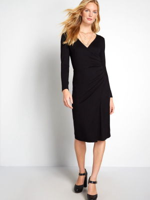 Knit On The Town Faux-wrap Dress