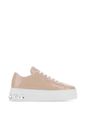 Miu Miu Embellished Low Top Platform Sneakers