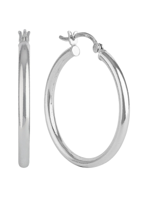 Women's Sterling Silver Hoop Earring With Click Top - Silver (30mm)