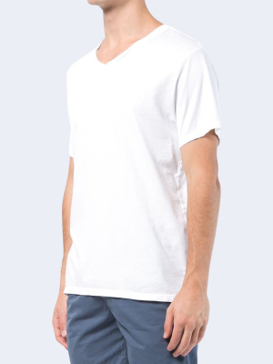 Short Sleeve Supima V-neck Tee In White