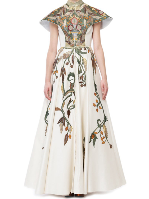 High Mandarin Embroidered Gown