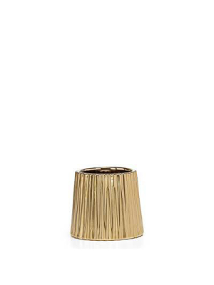 Thena Ceramic Tapered 4" Diameter Drop Pot In Champagne Design By Torre & Tagus