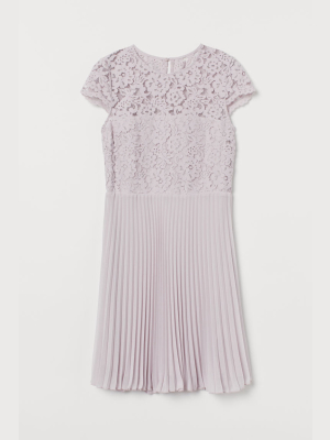 Pleated Lace Dress