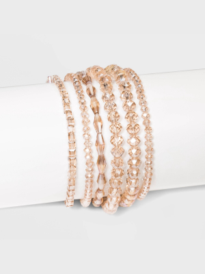 Glass Beaded, Multi-strand And Stretch Bracelet Set 6pc - A New Day™ Pastel Peach