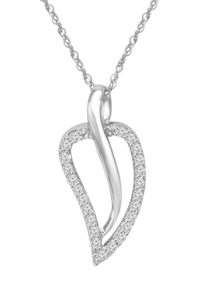 Pompeii3 White Gold 1/4ct Fancy Contour Genuine Diamond Pendant