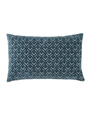 Jaipur Living Colinet Trellis Blue/ Silver Down Lumbar Pillow