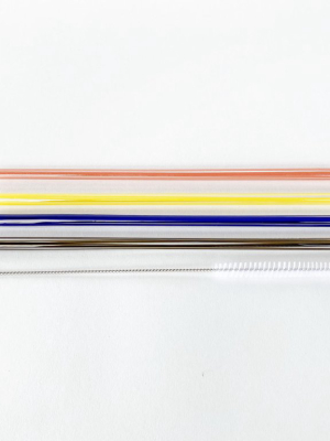 Set Of 4 Striped Glass Straws