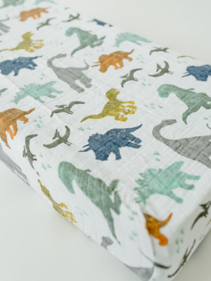 Cotton Muslin Changing Pad Cover - Dino Friends