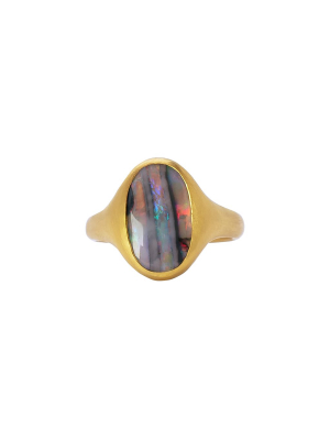 Lightning Ridge Striped Black Opal Ring