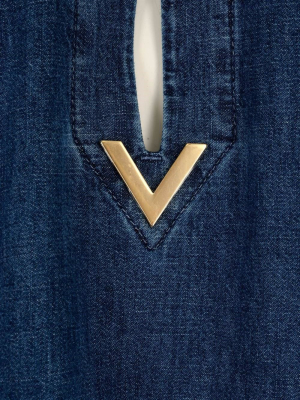 Valentino Vgold Denim Chambray Long Kaftan