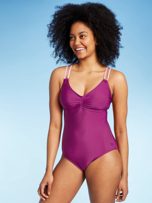 Women's Cinch Front One Piece Swimsuit - All In Motion™ Purple