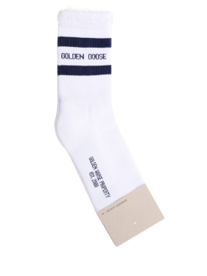 Golden Goose Deluxe Brand Logo Printed Striped Socks