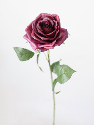 Silk Flowers Rose In Plum Purple - 21.5"
