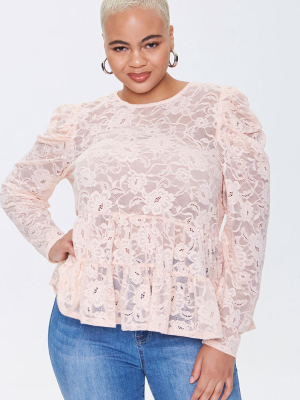 Plus Size Lace Flounce Top