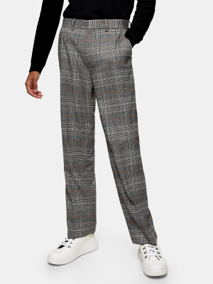 White And Light Gray Check Wide Leg Pants