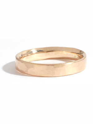 Hammered Texture 4mm Ring - Yellow Gold