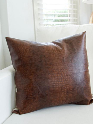 Brown Faux Reptile Leather Pillow Case - 20x20 (final Sale)