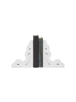Set Of 2 White Wood Corbel Bookends - Foreside Home & Garden