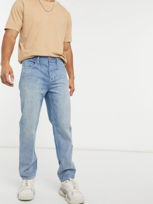 Asos Design Straight Crop Jean In Light Vintage Japanese Wash