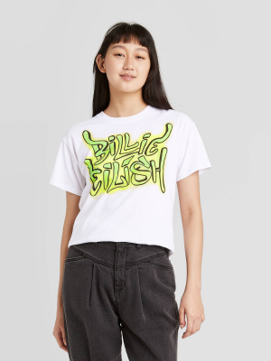 Women's Billie Eilish Boyfriend Fit Short Sleeve Graphic T-shirt - White