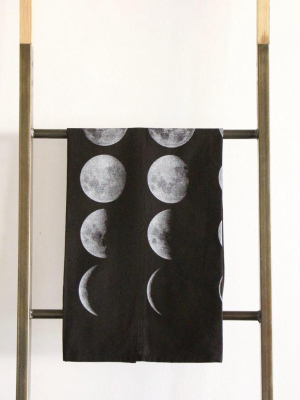 Moon Phases Kitchen Towel - Black