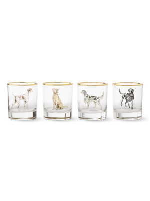 Plymouth Dog Double Old-fashioned Glasses, Set Of 4