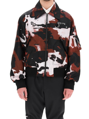 Dolce & Gabbana Camouflage Print Zipped Jacket